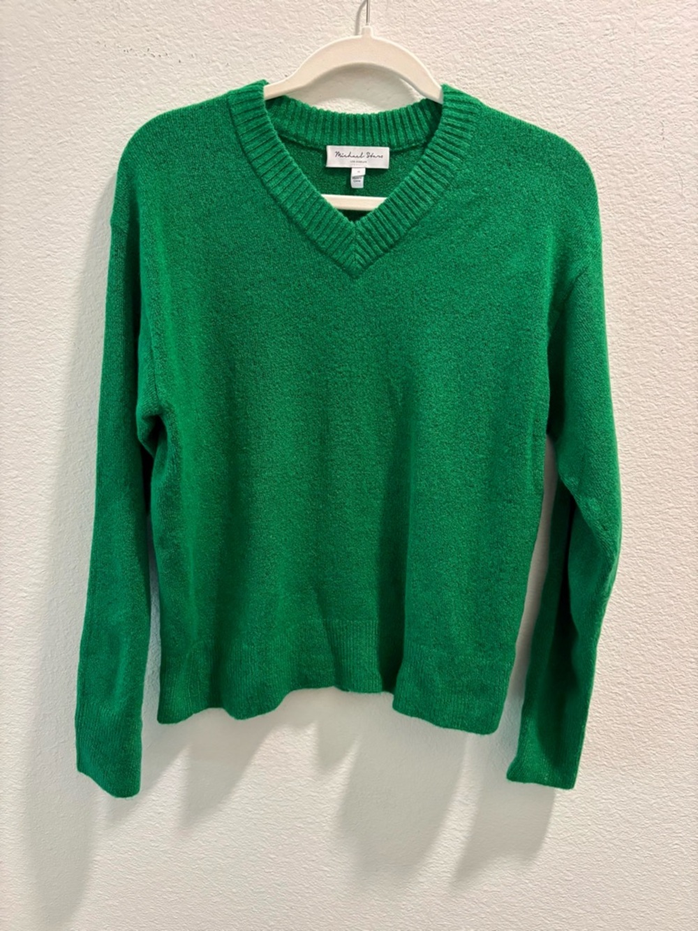 Michael Stars Vibrant Green V-Neck Sweater, size S